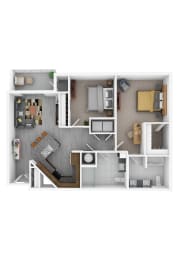 2 beds, 2 baths, 1,110 sqft, $1,555