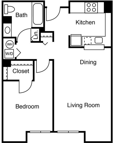 1 bed, 1 bath, 693 sqft, $2,493, Unit 502