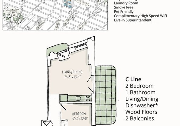 2 beds, 1 bath, $6,100, Unit 6C