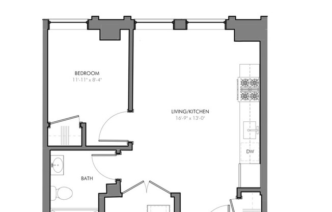 1 bed, 1 bath, 450 sqft, $2,100, Unit 402