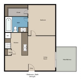 1 bed, 1 bath, 544 sqft, $1,310