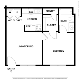 1 bed, 1 bath, 540 sqft, $1,052