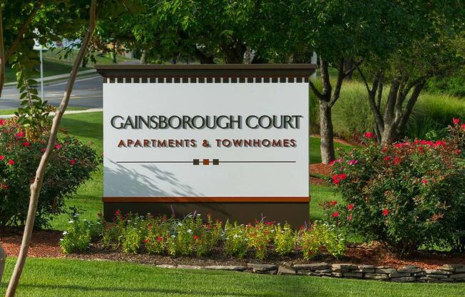 Outdoor sign near entrance of apartment complex at Gainsborough Court Apartments, Fairfax, 22030