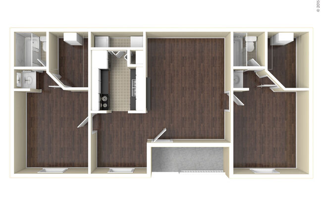 2 beds, 2 baths, 894 sqft, $1,300