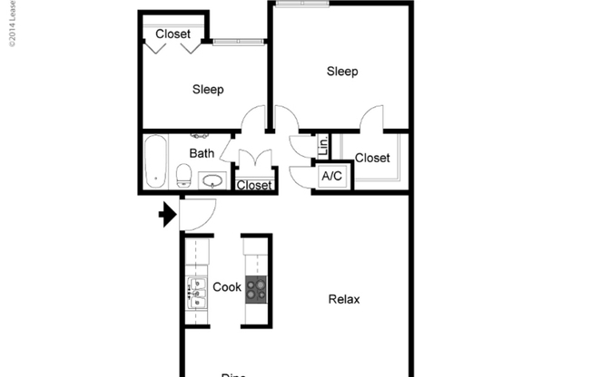 2 beds, 1 bath, 883 sqft, $3,711