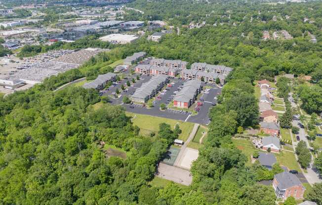 an aerial view of the parking lot of a parking lot