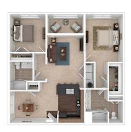 2 beds, 2 baths, 1,101 sqft, $1,314