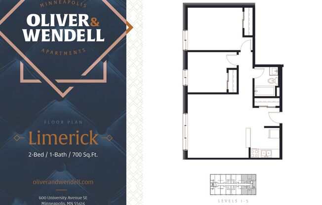 2 beds, 1 bath, 700 sqft, $1,617, Unit 102