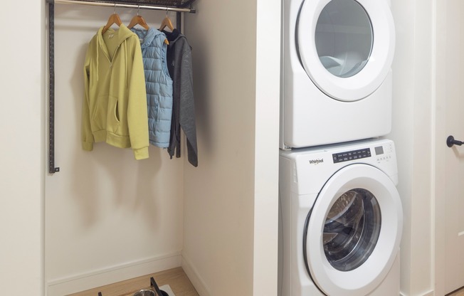 Convenience meets modern living with in-home washer and dryer, making laundry day a breeze