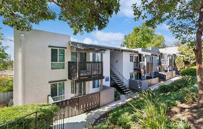 Exterior Community Building and Landscape at Colonnade at Fletcher Hills Apartments in El Cajon, CA.