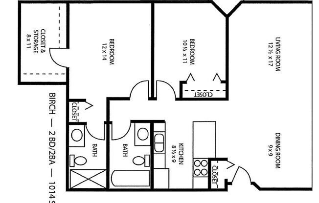2 beds, 2 baths, 1,014 sqft, $1,475, Unit 1471-304
