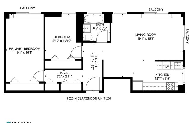 2 beds, 1 bath, 759 sqft, $2,400, Unit 201