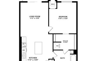 1 bed, 1 bath, 663 sqft, $1,615