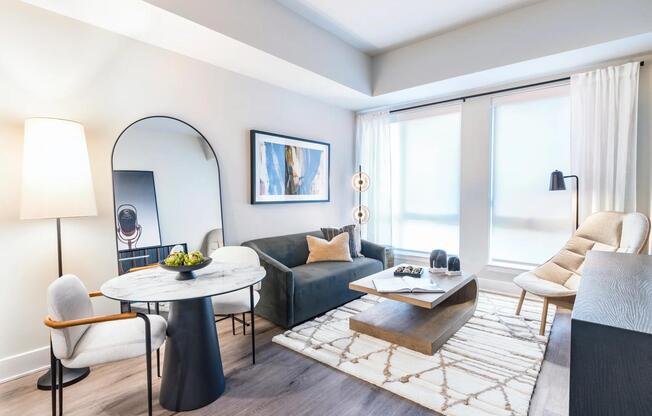 This light-filled living space features modern finishes and flexible design that’s perfect for hosting, relaxing, or anything in between.