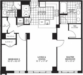 2 beds, 2 baths, 1,002 sqft, $3,007
