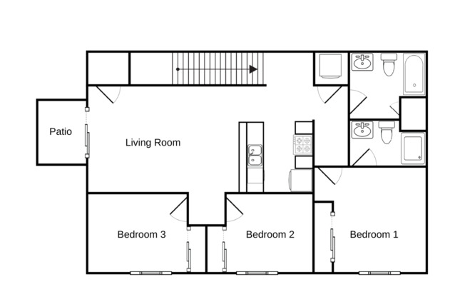 3 beds, 2 baths, 1,186 sqft, $1,345