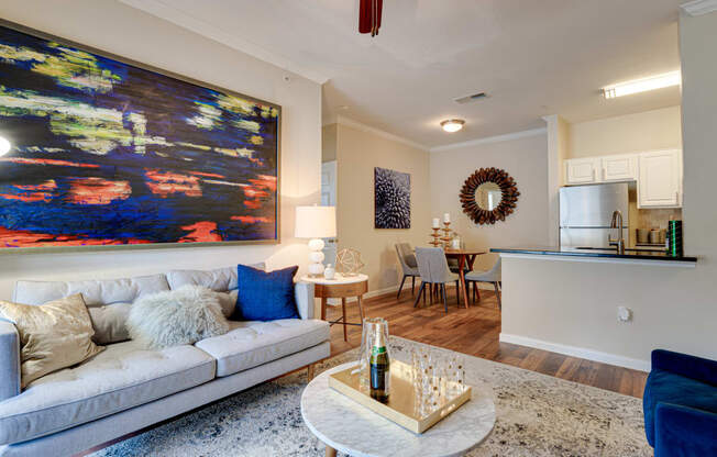 Living Room With Kitchen at Wind Dance, Carrollton, TX