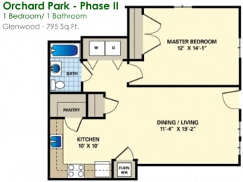 1 bed, 1 bath, 795 sqft, $2,046