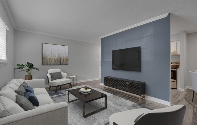 Immerse yourself in stylish living at Icon Downtown Durham. This modern space features contemporary furnishings and a sleek design, perfect for relaxation or entertaining. Explore your new home today!