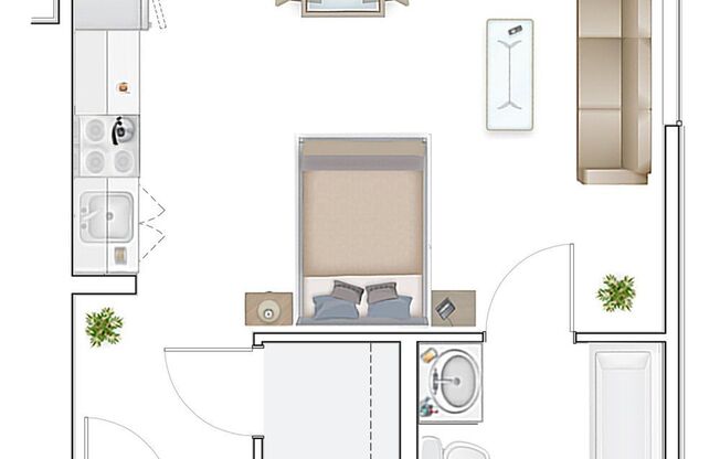 Studio, 1 bath, 418 sqft, $1,495, Unit 312