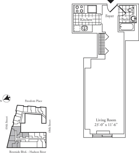 Studio, 1 bath, 348 sqft, $3,787, Unit 605