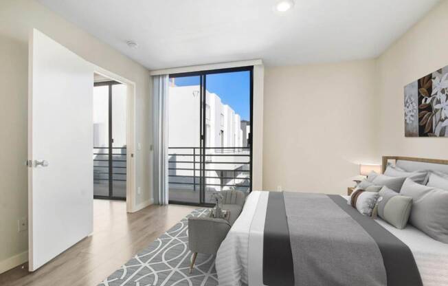 Bedroom With Balcony at The Kenmore Los Feliz, Los Angeles