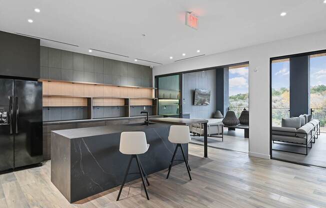 Social kitchen in skydeck