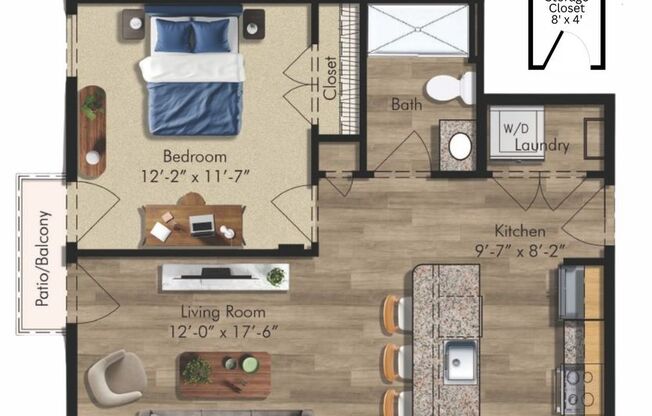 1 bed, 1 bath, 719 sqft, $1,535