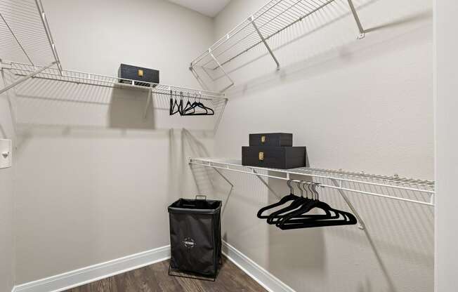 the spacious walk in closets in the common areas of our apartments atrium apartments at The Verandah, Austin, 78726