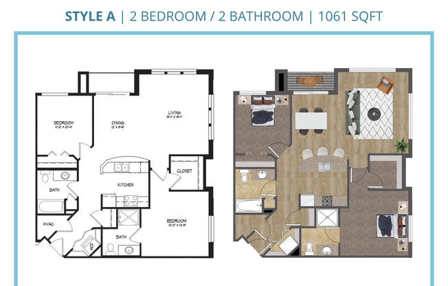 2 beds, 2 baths, 1,061 sqft, $2,395, Unit B-315