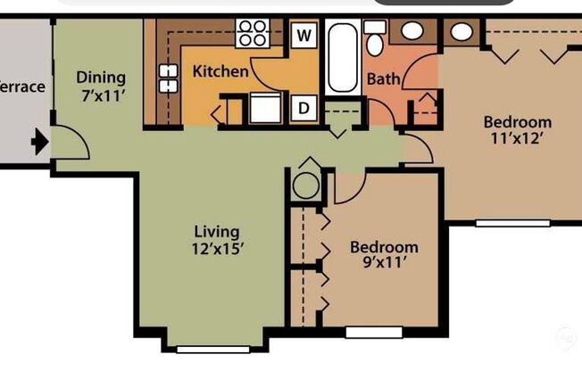 2 beds, 1 bath, 940 sqft, $1,840, Unit 066