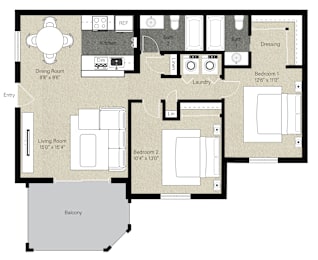 2 beds, 2 baths, 927 sqft, $3,240