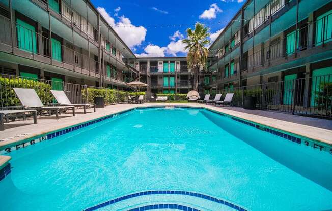 Pool Side Relaxing Area at Mesh Properties, Texas