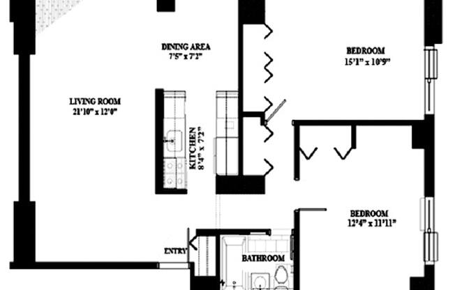 2 beds, 1 bath, 974 sqft, $5,800, Unit 26H