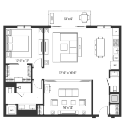 1 bed, 1 bath, 1,160 sqft, $2,215