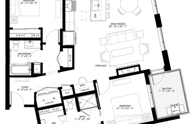 2 beds, 2 baths, 1,253 sqft, $2,985, Unit 127