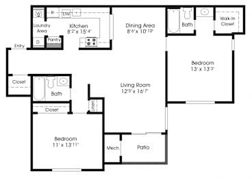2 beds, 2 baths, 1,050 sqft, $1,984