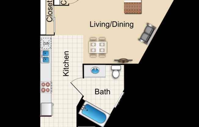 Studio, 1 bath, 431 sqft, $2,159
