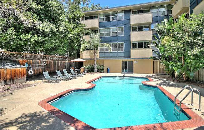 Pool side sundeck at Ambassador, California, 94401