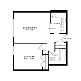 1 bed, 1 bath, 560 sqft, $1,415