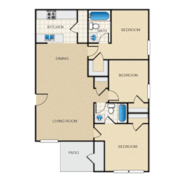 3 beds, 2 baths, 960 sqft, $1,917
