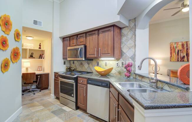 Brown kitchen in an apartment for rent in Atlanta, GA.