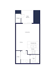 Studio, 1 bath, 397 sqft, $899