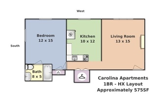 1 bed, 1 bath, 575 sqft, $1,450, Unit HX2
