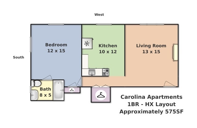1 bed, 1 bath, 575 sqft, $1,450, Unit HX2