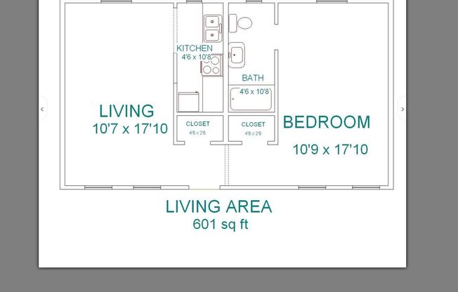 1 bed, 1 bath, 601 sqft, $725, Unit Apt 1