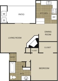 1 bed, 1 bath, 757 sqft, $1,448