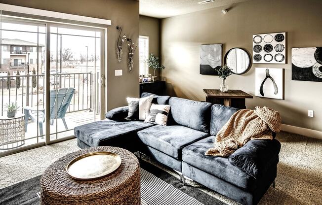 Modern living room at Sterling at Prairie Trail in Ankeny, IA