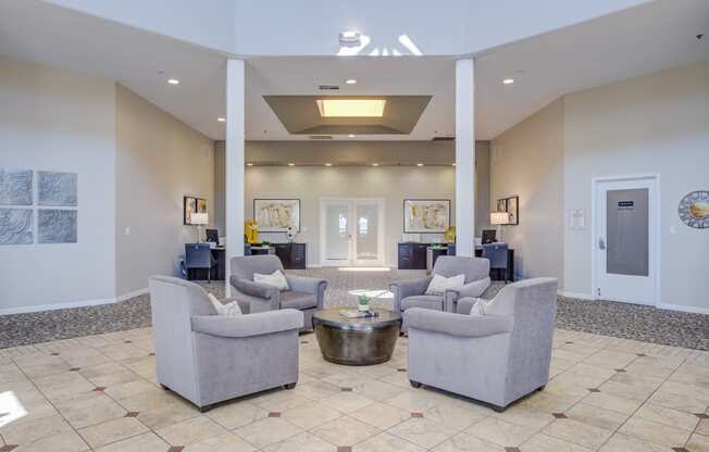 the lobby at the bradley braddock road station apartments