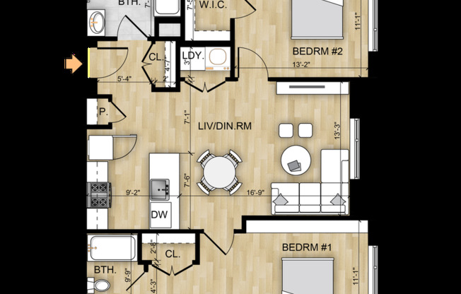 2 beds, 2 baths, 879 sqft, $2,930, Unit 227